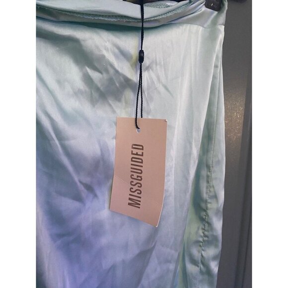 Missguided COORD FRONT SPLIT MIDAXI Blue SKIRT SATIN Size UK 6 US 2 NWT - Picture 7 of 9
